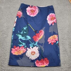 Banana Republic Floral Print Skirt Womens Size 2 Cotton Blend Career